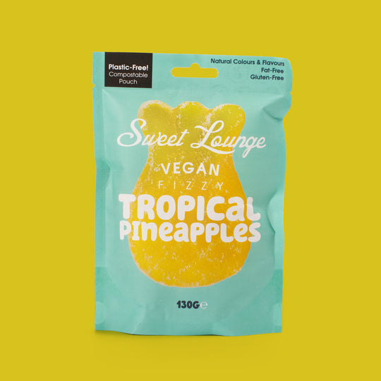 Sweet Lounge Plant-Based Tropical Pineapples are soft, fruit-flavoured gummies shaped like pineapples with a bold, tropical profile