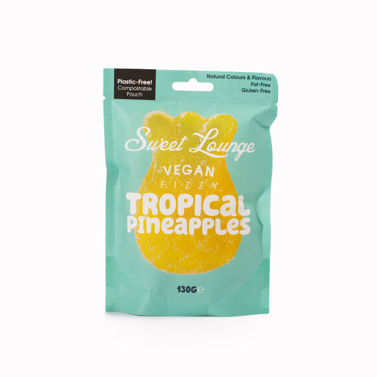 Sweet Lounge Plant-Based Tropical Pineapples are soft, fruit-flavoured gummies shaped like pineapples with a bold, tropical profile