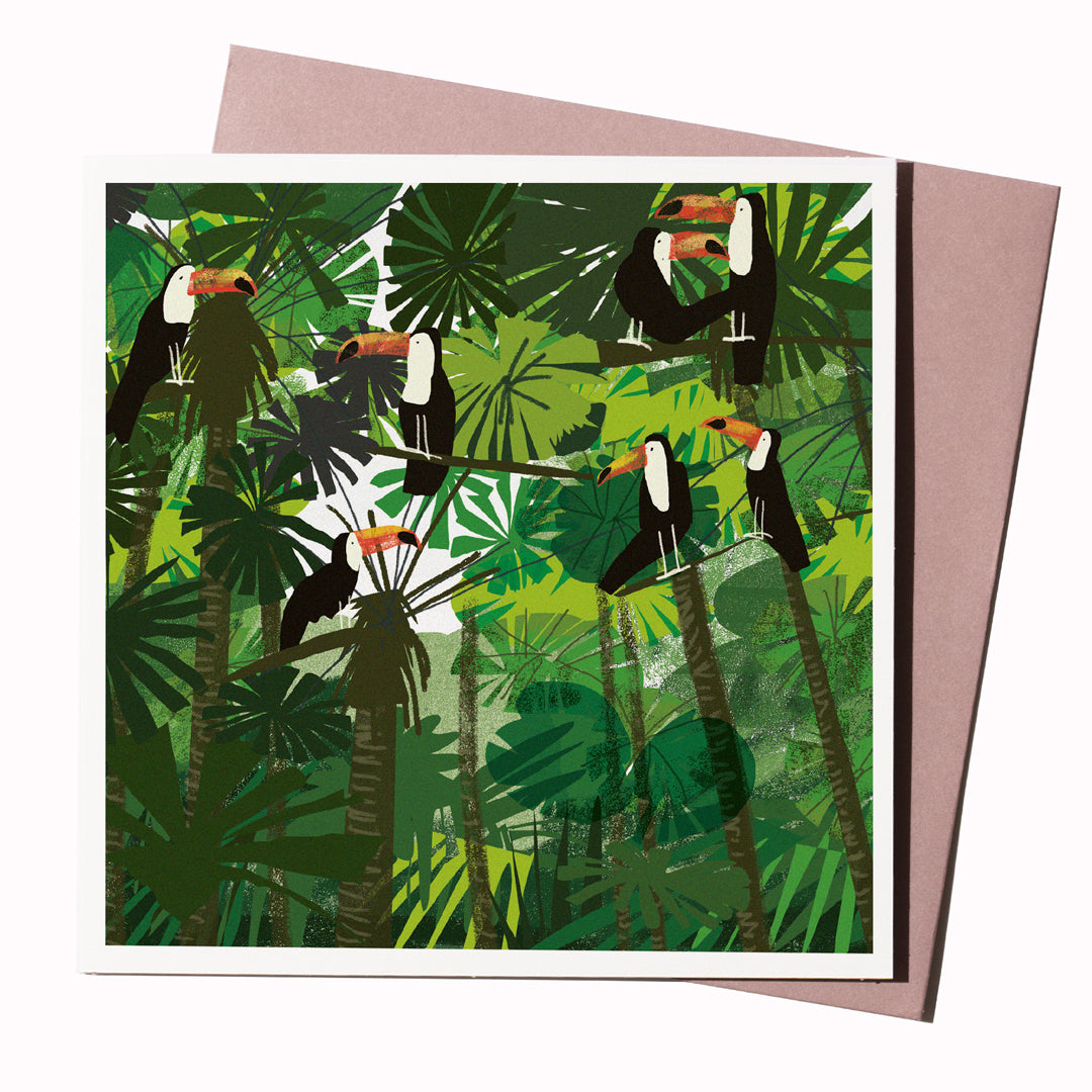 Monoprint is our in-house card range portraying idyllic travel destinations, continuing with this depiction of the Amazon rainforest in a heavily textured contemporary style.