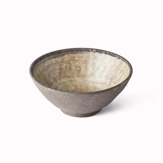 Stunning Udon bowl from Made in Japan with featuring earthy brown glaze with a circular sweep of golden ochre.