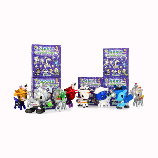 Ground control to Tokidoki, the Unicorns are in space! These super-cute space unicorns are a new addition to our range from Tokidoki, masters of all things kawaii.  These 7 cm vinyl figures are cute, characterful and collectible and great for kids and kids at heart!