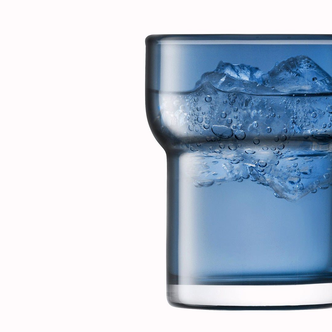 The Utility Tumbler by LSA International is a modern, step shaped mouth-blown tumbler made from Sapphire Blue coloured glass.