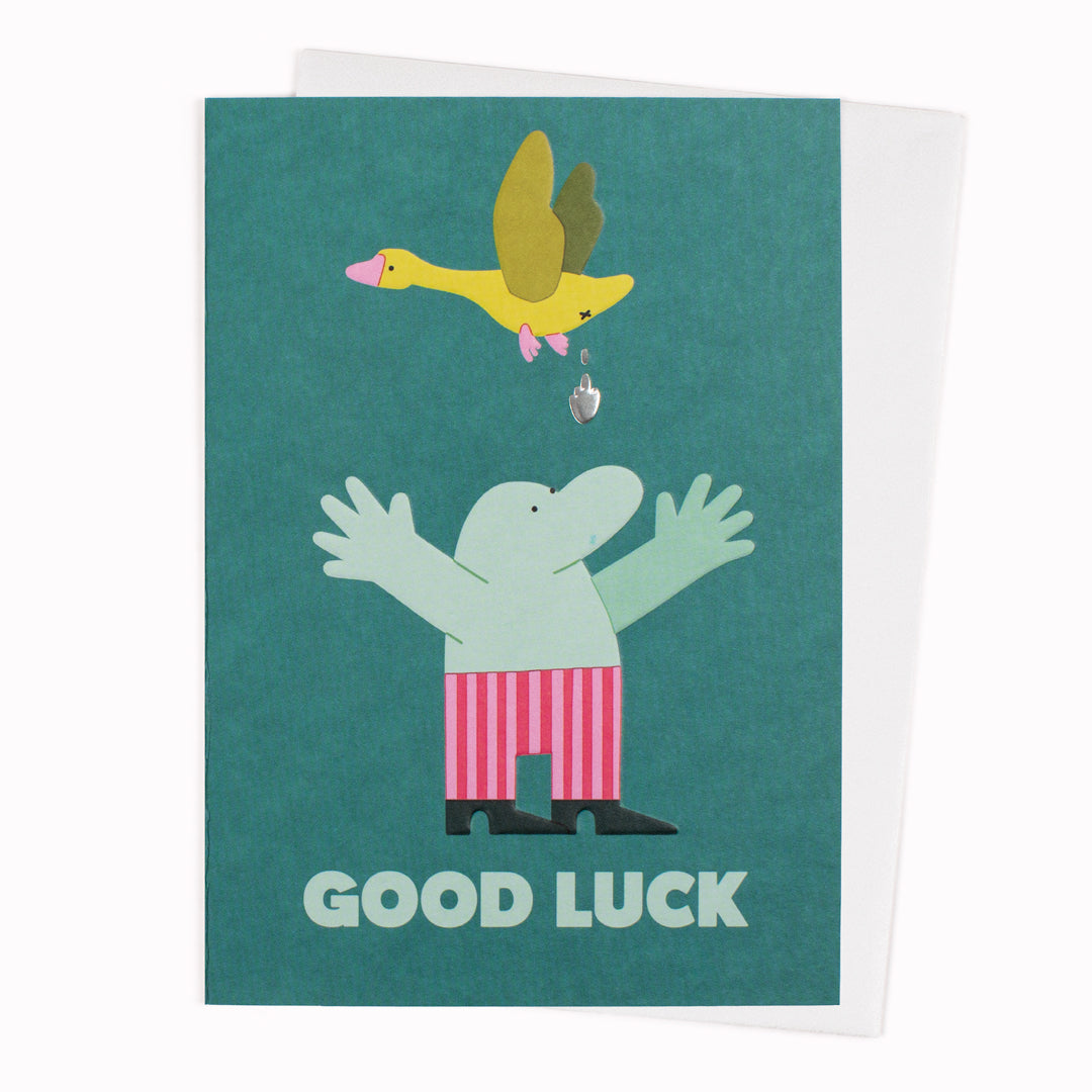 Good Luck - This card features a bold, illustration-led design with a playful, contemporary graphic style - from Hannah Vernon for USTUDIO DESIGN