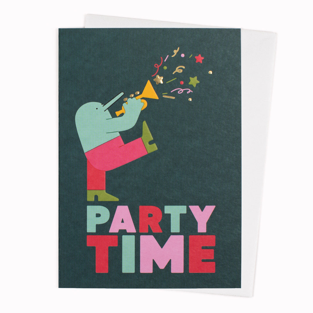 Party Time - This card features a bold, illustration-led design with a playful, contemporary graphic style - from Hannah Vernon for USTUDIO DESIGN