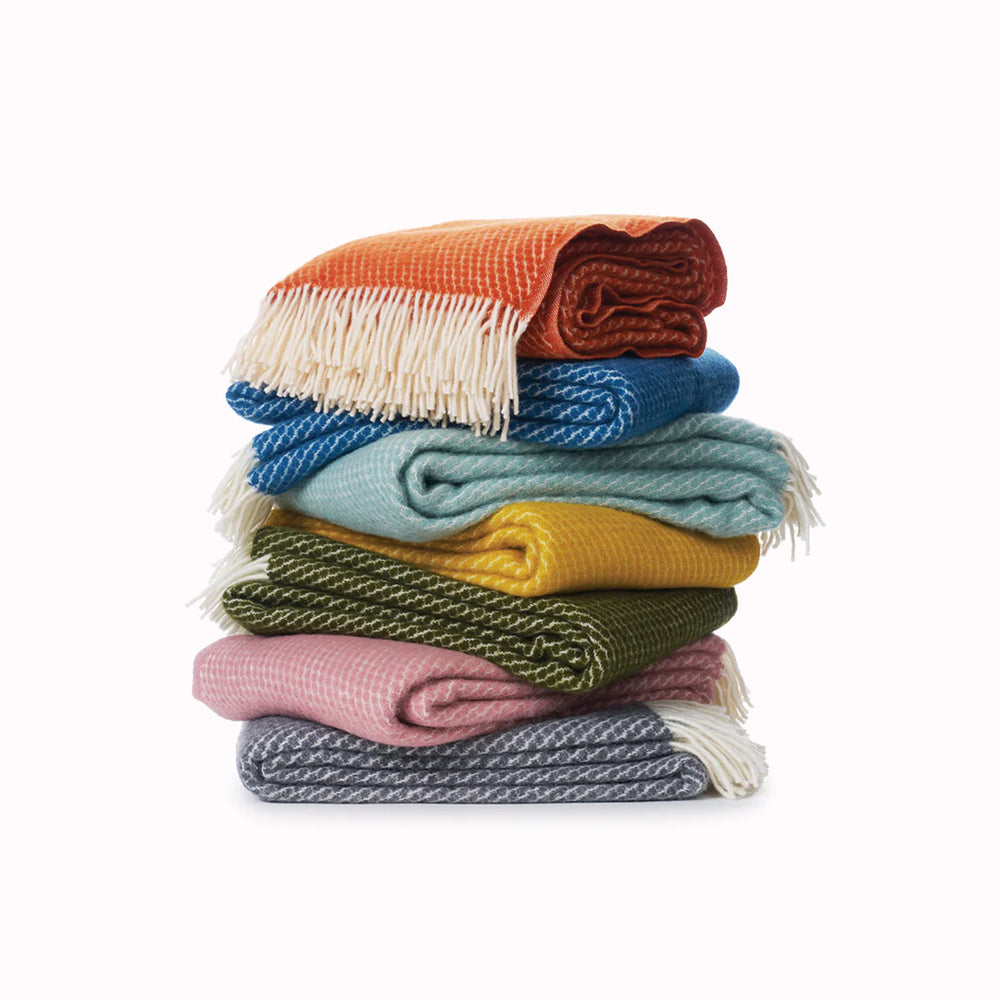 Velvet Brushed Lambswool Throw | Petrol Blue