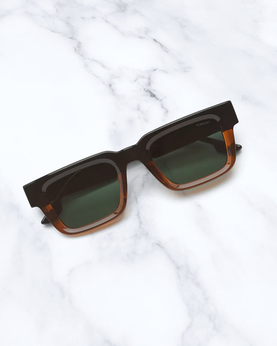 The Victor pairs a defined square silhouette with a slimmer acetate profile, giving the frame a cleaner, more controlled look than heavier oversized styles.