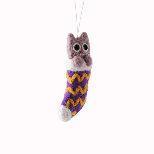 Who wouldn't want Viv the cat in their Xmas stocking? He is a playful felted Christmas tree decoration designed by Elliot Kruszynski.
