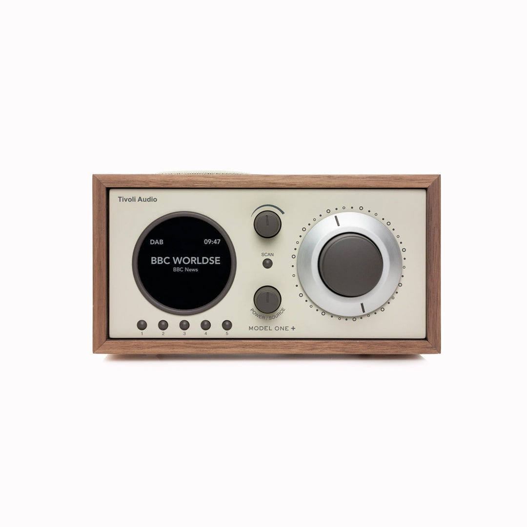 The Model One+ offers a sophisticated blend of classic design and modern audio technology, perfectly suited for any setting. This versatile table radio provides comprehensive listening options, including crystal-clear DAB/DAB+ digital radio, traditional FM, and convenient Bluetooth connectivity for wireless streaming.