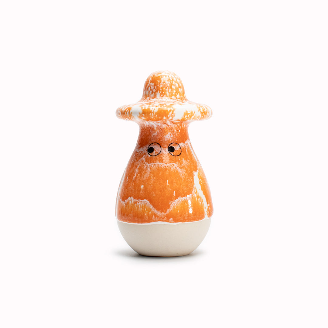 Meet Washi! Washi is a pear shaped, hat wearing, hand glazed ceramic figurine created as a close relative of the classic Arhoj Ghost.