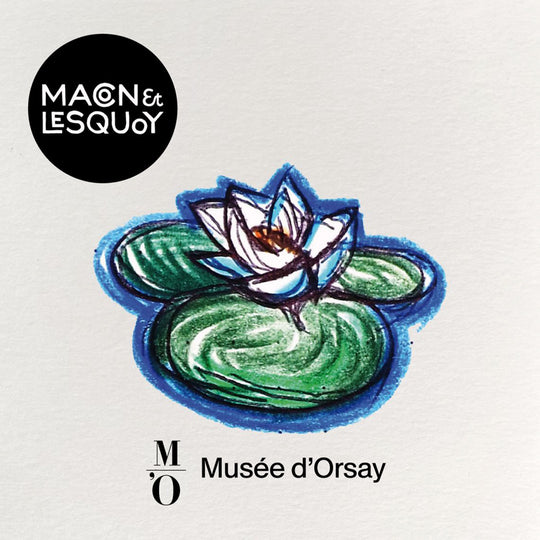 Hand-embroidered Water Lily lapel pin by Parisian fashion accessory brand Macon et Lesquoy.