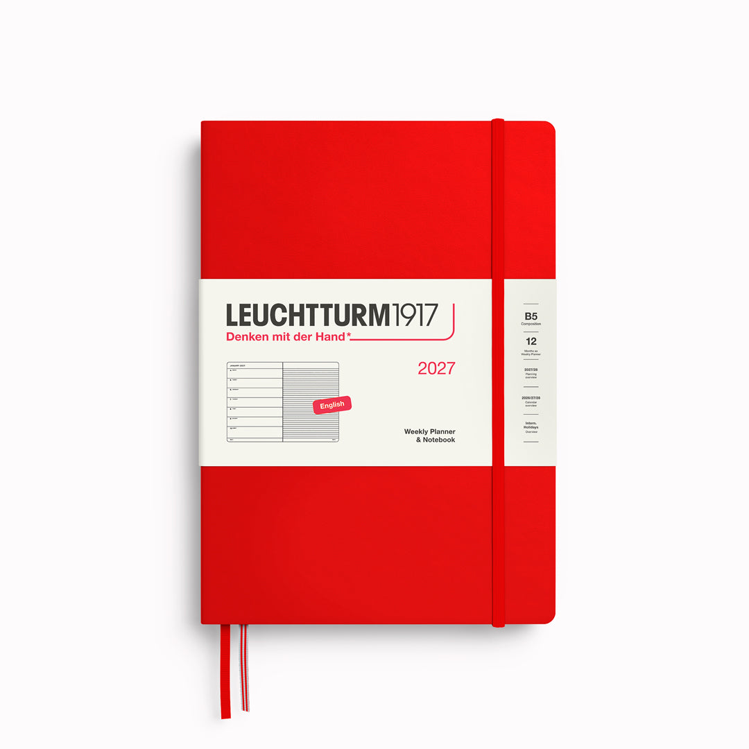 This B5 Hardcover planner offers 7 days to a page with a page every week for notes, so the left-hand page is a 7-day planner and the right-hand page is notes. 