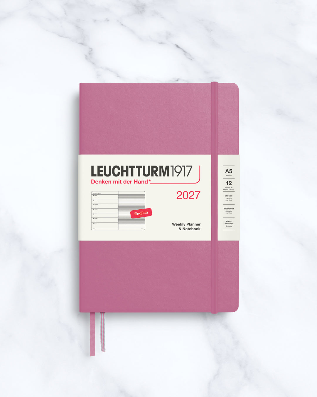 This A5 Hardcover planner offers 7 days to a page with a page every week for notes, so the left-hand page is a 7-day planner and the right-hand page is notes.
