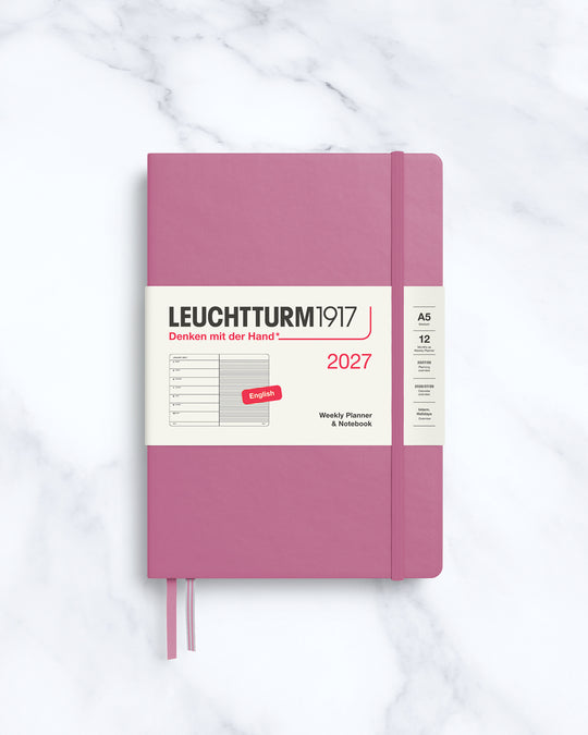 This A5 Hardcover planner offers 7 days to a page with a page every week for notes, so the left-hand page is a 7-day planner and the right-hand page is notes.