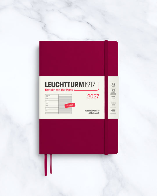 This A5 Hardcover planner offers 7 days to a page with a page every week for notes, so the left-hand page is a 7-day planner and the right-hand page is notes.