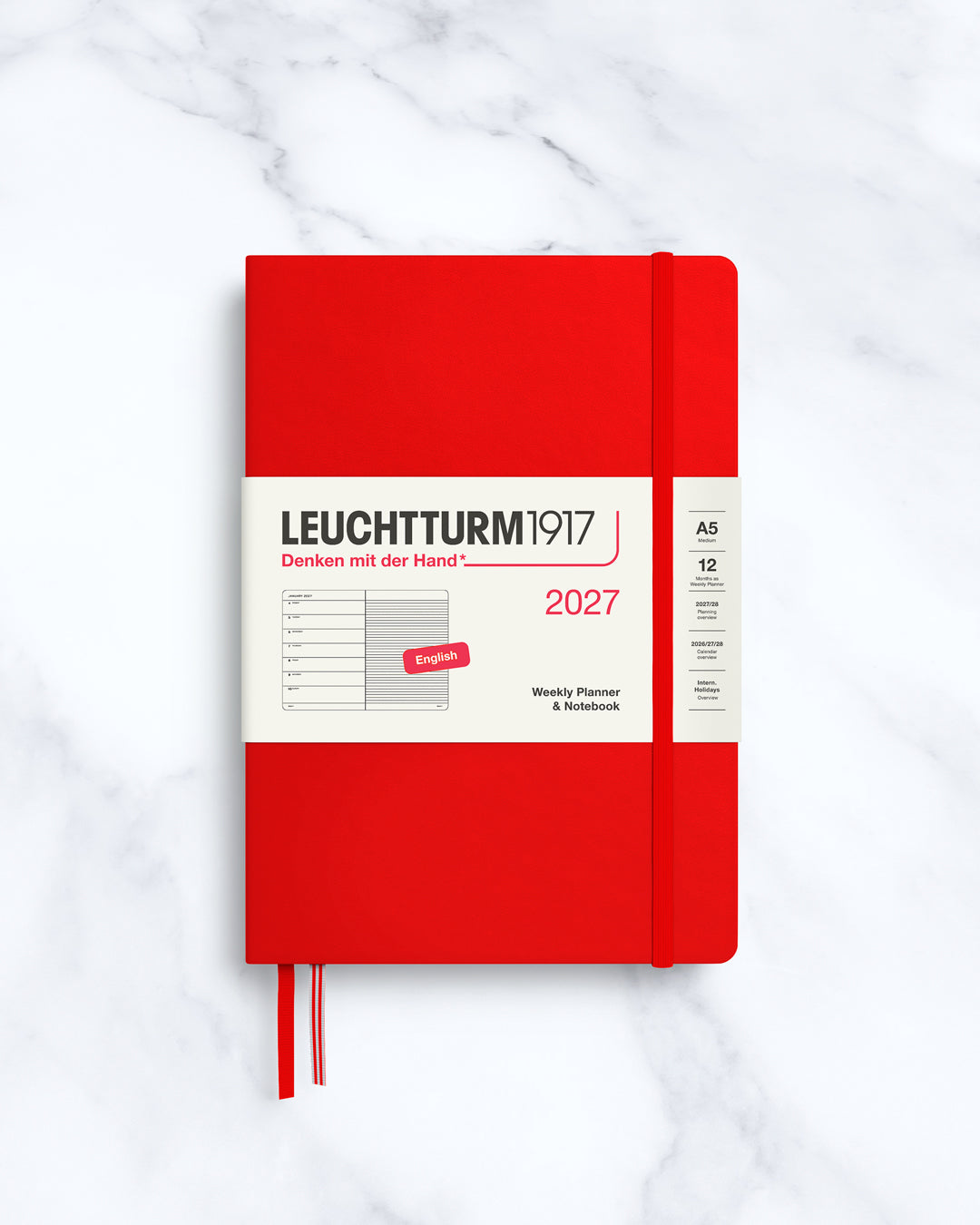 This A5 Hardcover planner offers 7 days to a page with a page every week for notes, so the left-hand page is a 7-day planner and the right-hand page is notes.