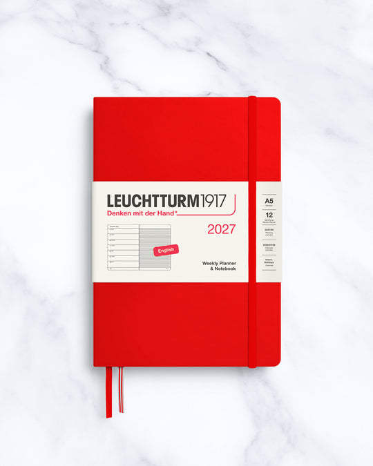 This A5 Hardcover planner offers 7 days to a page with a page every week for notes, so the left-hand page is a 7-day planner and the right-hand page is notes.