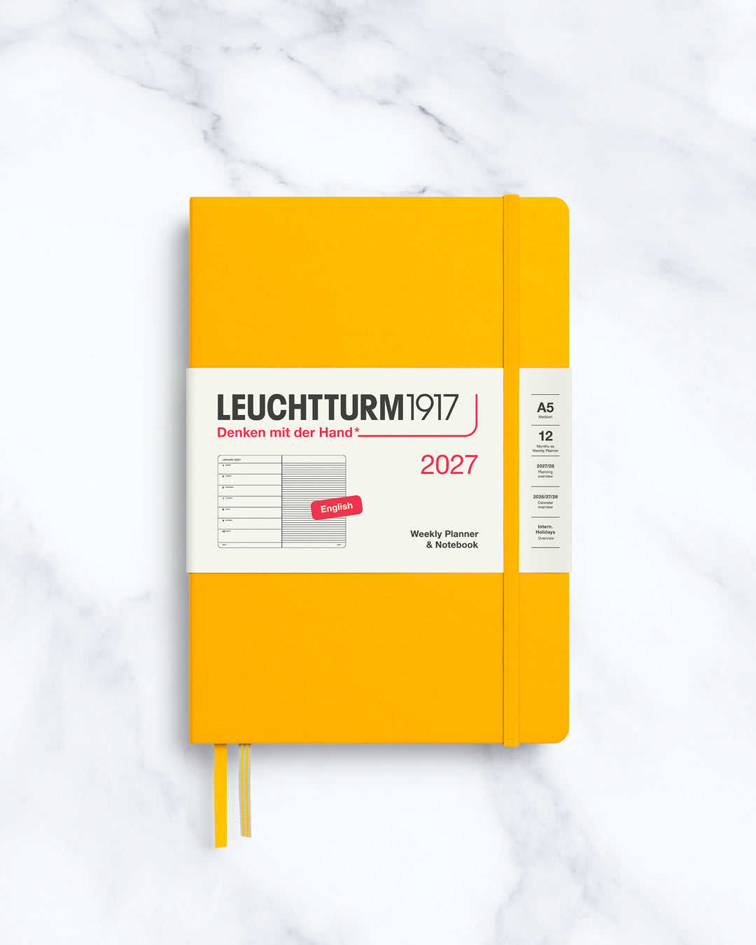 This A5 Hardcover planner offers 7 days to a page with a page every week for notes, so the left-hand page is a 7-day planner and the right-hand page is notes.