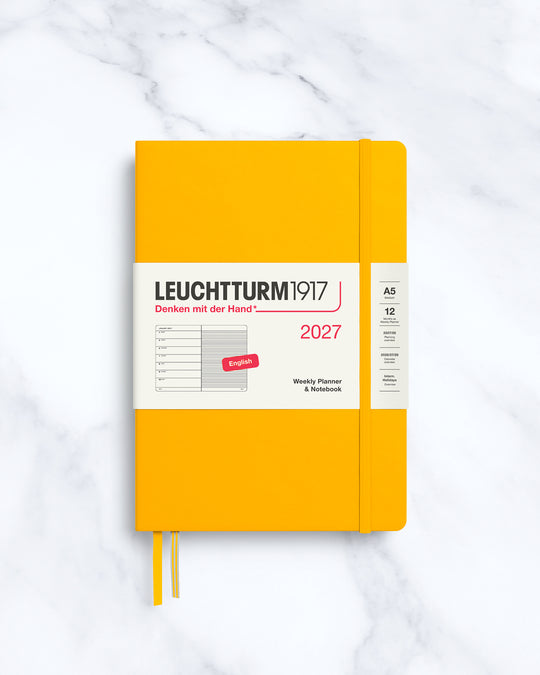 This A5 Hardcover planner offers 7 days to a page with a page every week for notes, so the left-hand page is a 7-day planner and the right-hand page is notes.