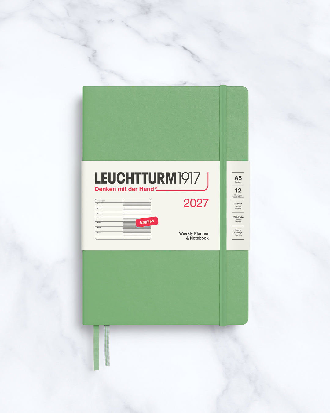 This A5 Hardcover planner offers 7 days to a page with a page every week for notes, so the left-hand page is a 7-day planner and the right-hand page is notes.