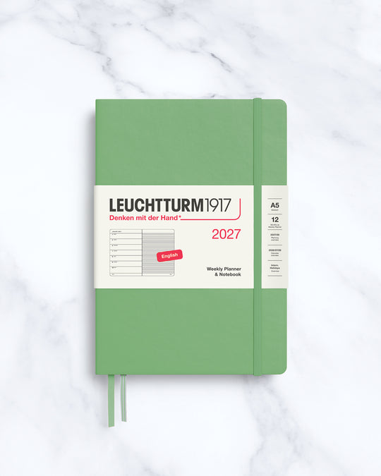 This A5 Hardcover planner offers 7 days to a page with a page every week for notes, so the left-hand page is a 7-day planner and the right-hand page is notes.
