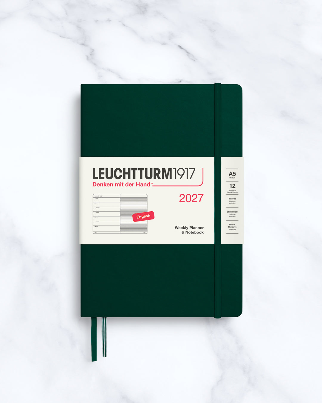 This A5 Hardcover planner offers 7 days to a page with a page every week for notes, so the left-hand page is a 7-day planner and the right-hand page is notes.