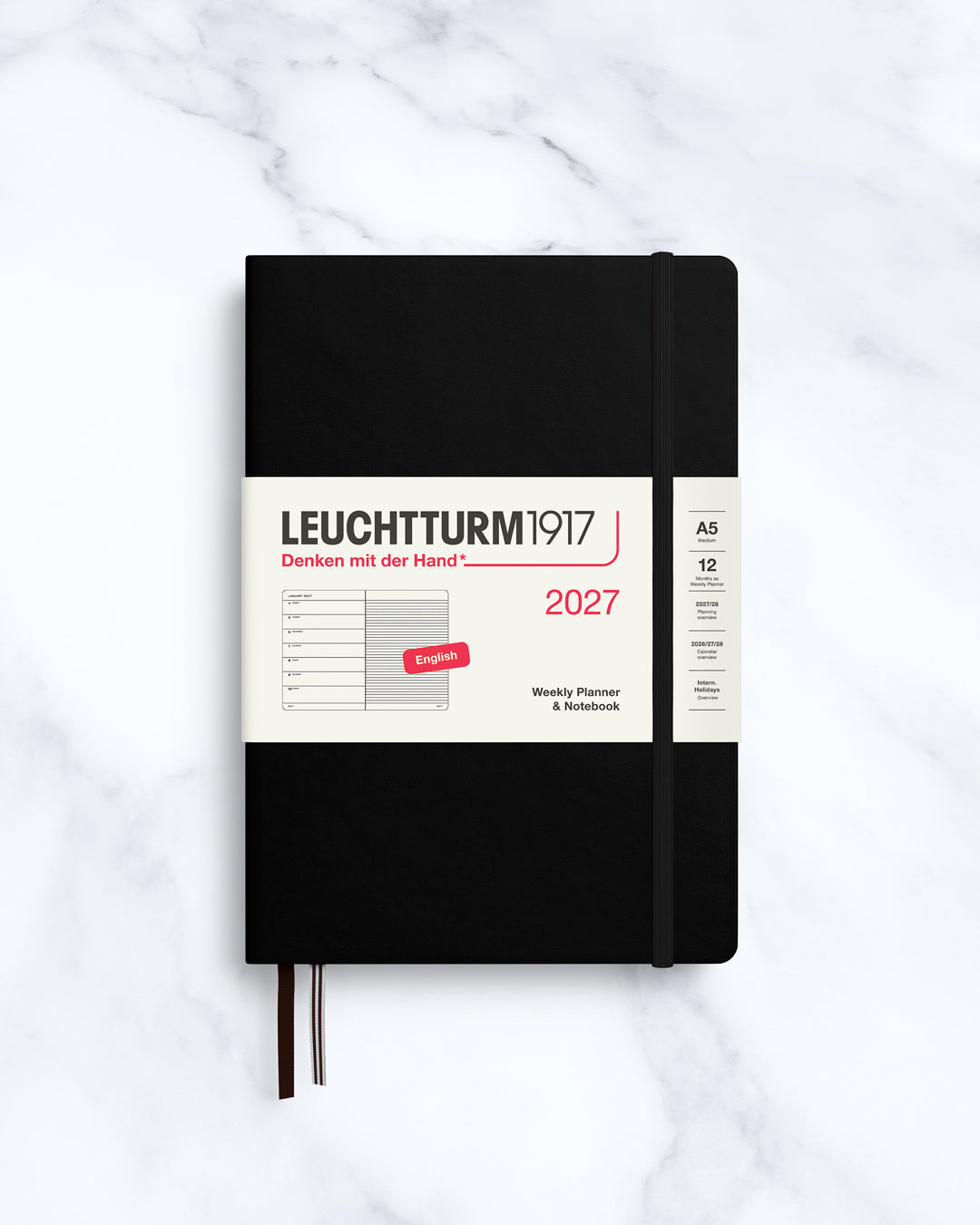 This A5 Hardcover planner offers 7 days to a page with a page every week for notes, so the left-hand page is a 7-day planner and the right-hand page is notes.