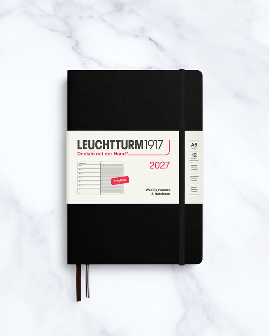 This A5 Hardcover planner offers 7 days to a page with a page every week for notes, so the left-hand page is a 7-day planner and the right-hand page is notes.