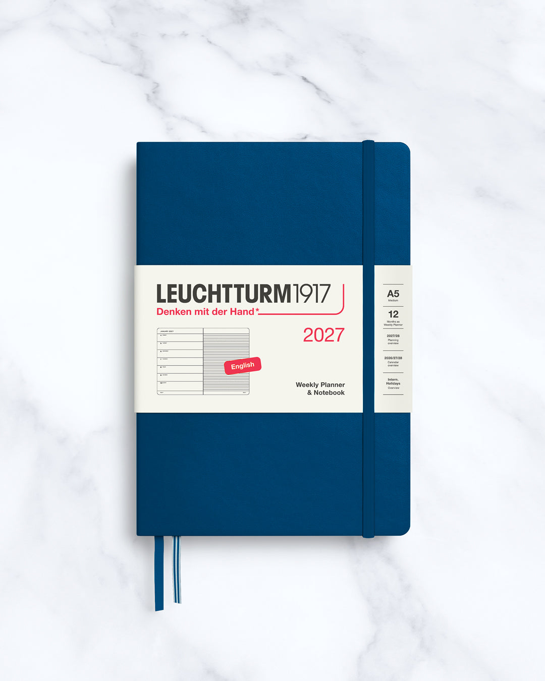 This A5 Hardcover planner offers 7 days to a page with a page every week for notes, so the left-hand page is a 7-day planner and the right-hand page is notes.