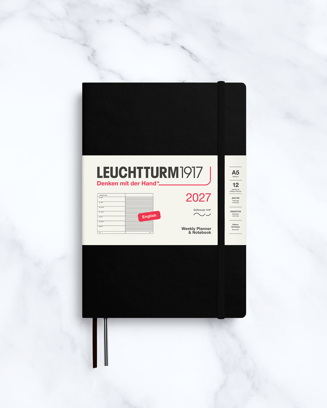 This A5 Softcover planner offers 7 days to a page with a page every week for notes, so the left-hand page is a 7-day planner and the right-hand page is notes.