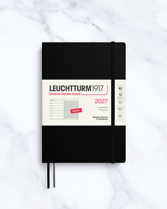 This A5 Softcover planner offers 7 days to a page with a page every week for notes, so the left-hand page is a 7-day planner and the right-hand page is notes.