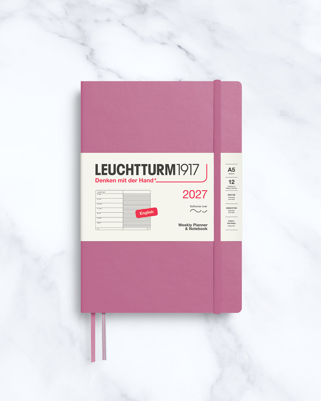 This A5 Softcover planner offers 7 days to a page with a page every week for notes, so the left-hand page is a 7-day planner and the right-hand page is notes.