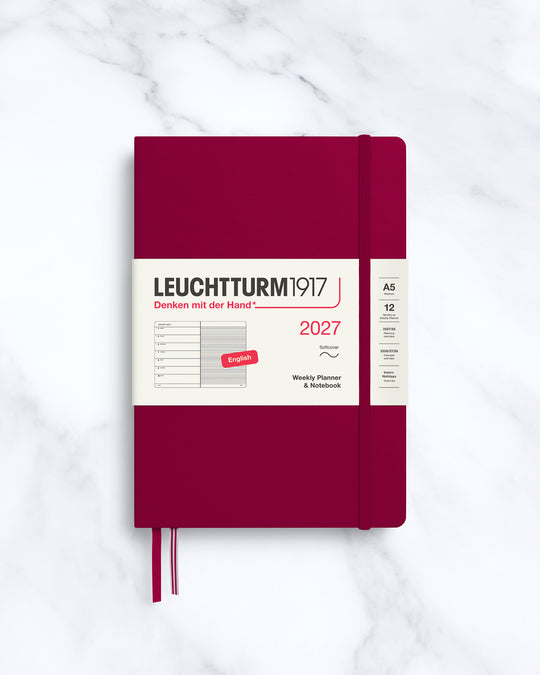 This A5 Softcover planner offers 7 days to a page with a page every week for notes, so the left-hand page is a 7-day planner and the right-hand page is notes.