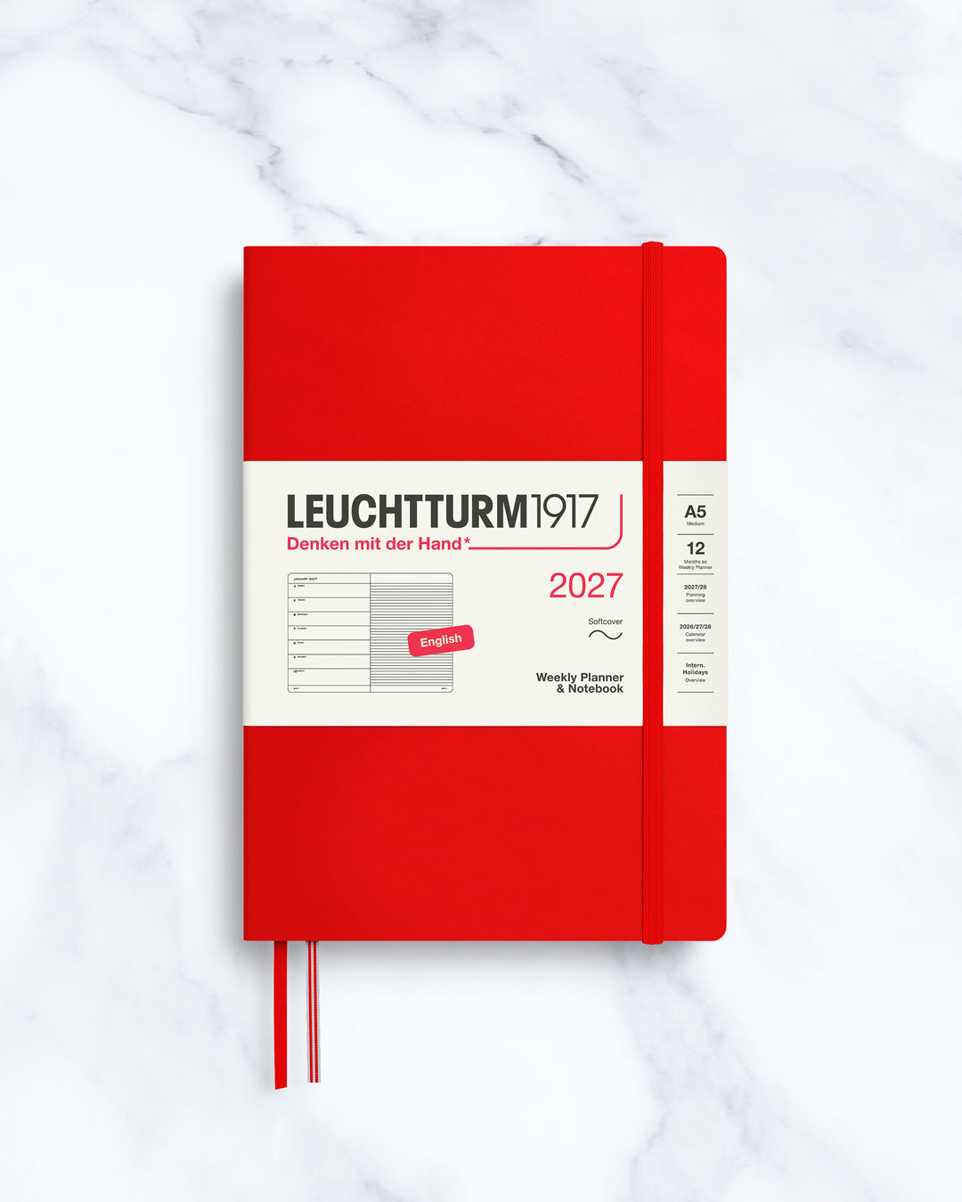 This A5 Softcover planner offers 7 days to a page with a page every week for notes, so the left-hand page is a 7-day planner and the right-hand page is notes.