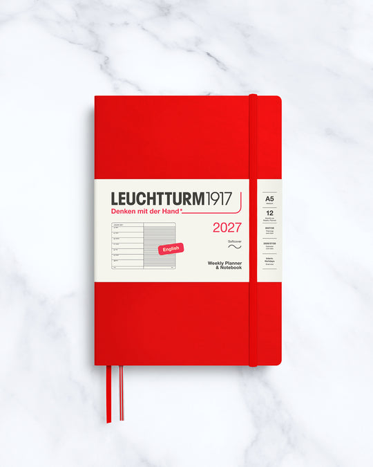 This A5 Softcover planner offers 7 days to a page with a page every week for notes, so the left-hand page is a 7-day planner and the right-hand page is notes.