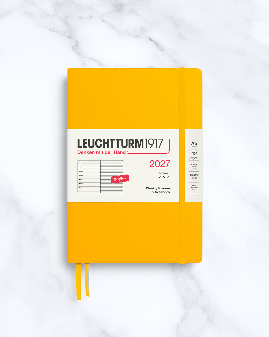 This A5 Softcover planner offers 7 days to a page with a page every week for notes, so the left-hand page is a 7-day planner and the right-hand page is notes.