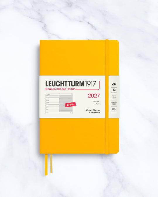 This A5 Softcover planner offers 7 days to a page with a page every week for notes, so the left-hand page is a 7-day planner and the right-hand page is notes.