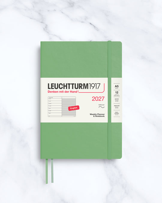 This A5 Softcover planner offers 7 days to a page with a page every week for notes, so the left-hand page is a 7-day planner and the right-hand page is notes.