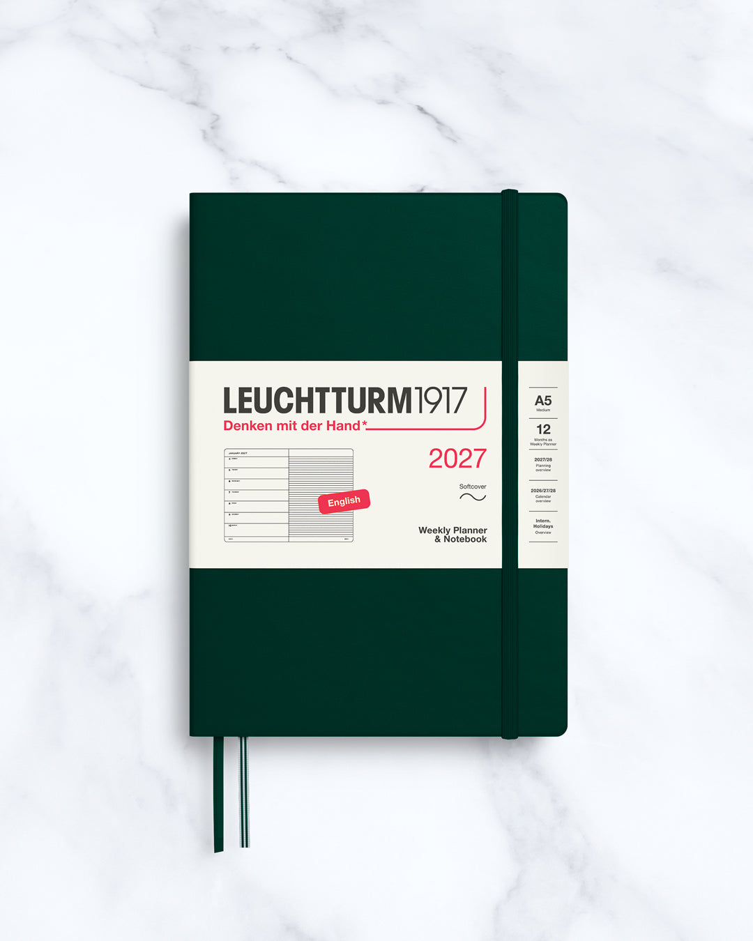 This A5 Softcover planner offers 7 days to a page with a page every week for notes, so the left-hand page is a 7-day planner and the right-hand page is notes.