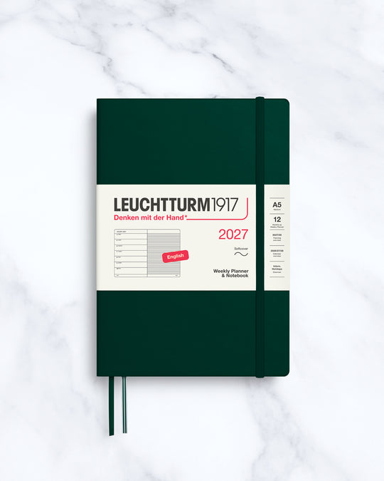 This A5 Softcover planner offers 7 days to a page with a page every week for notes, so the left-hand page is a 7-day planner and the right-hand page is notes.