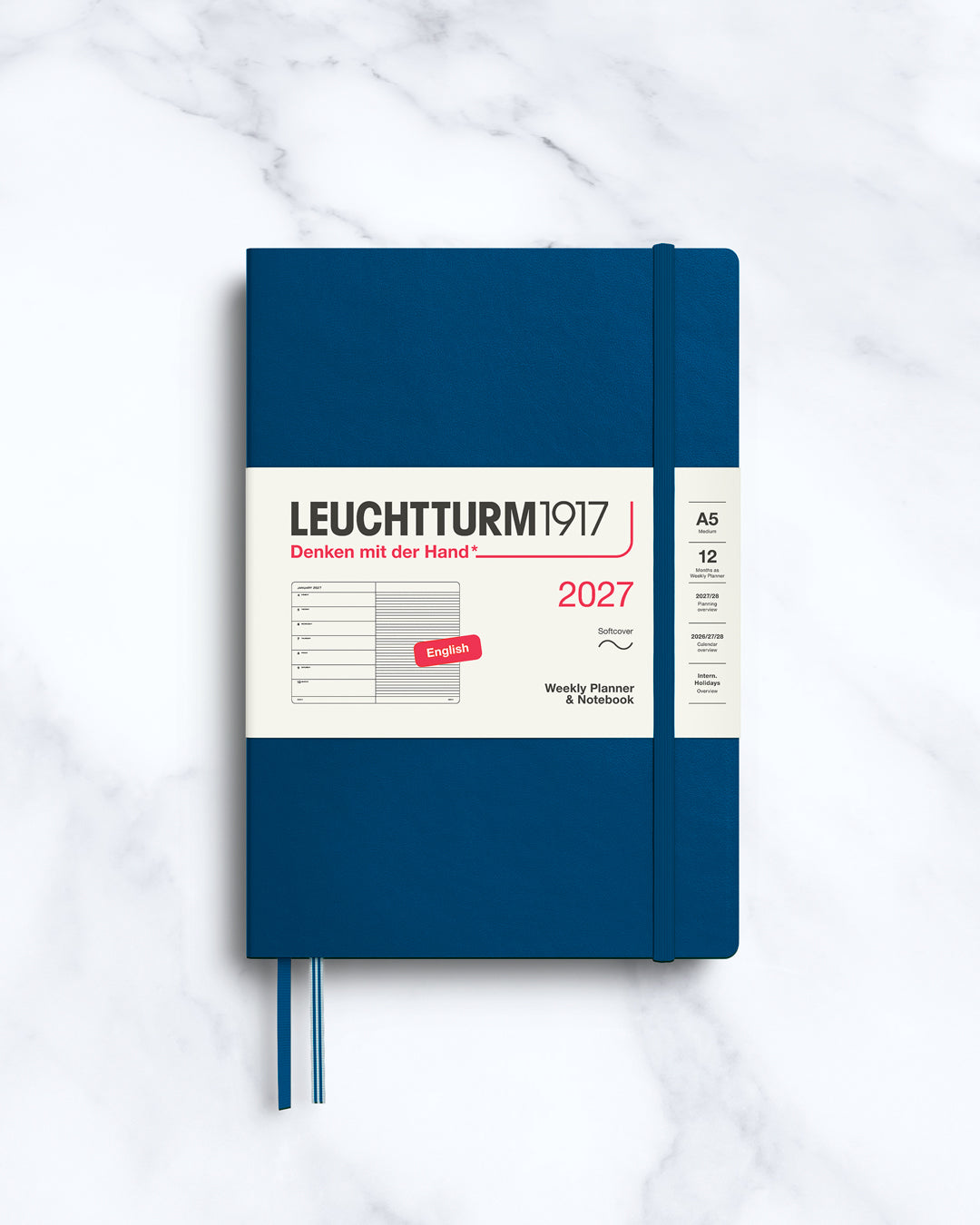This A5 Softcover planner offers 7 days to a page with a page every week for notes, so the left-hand page is a 7-day planner and the right-hand page is notes.