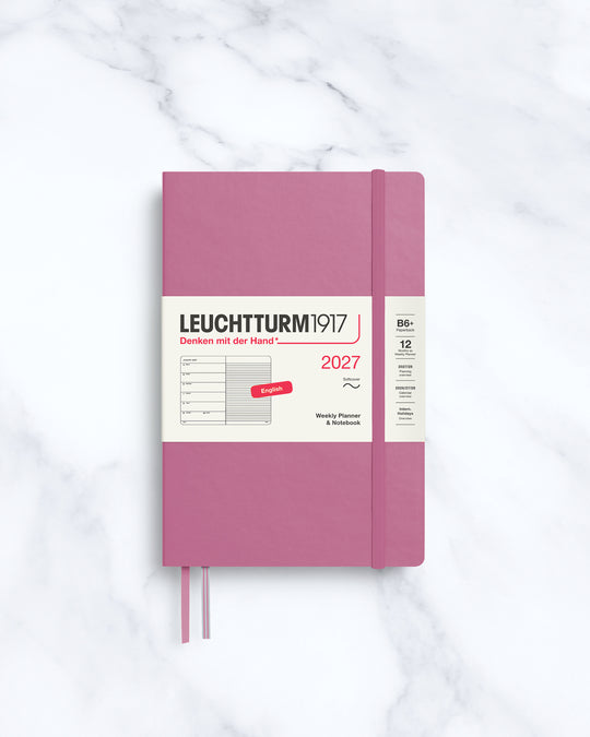 This A6+ Hardcover planner offers 7 days to a page with a page every week for notes, so the left-hand page is a 7-day planner and the right-hand page is notes.