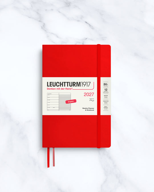 This A6+ Hardcover planner offers 7 days to a page with a page every week for notes, so the left-hand page is a 7-day planner and the right-hand page is notes.