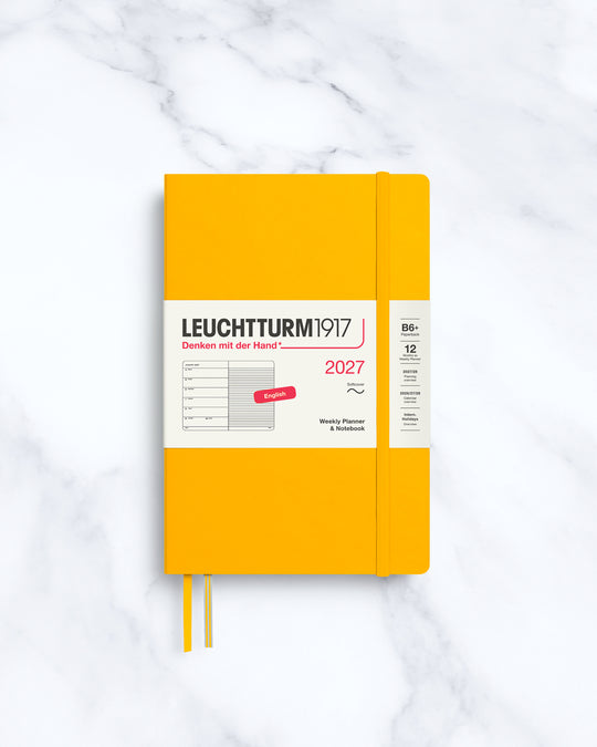 This A6+ Hardcover planner offers 7 days to a page with a page every week for notes, so the left-hand page is a 7-day planner and the right-hand page is notes.