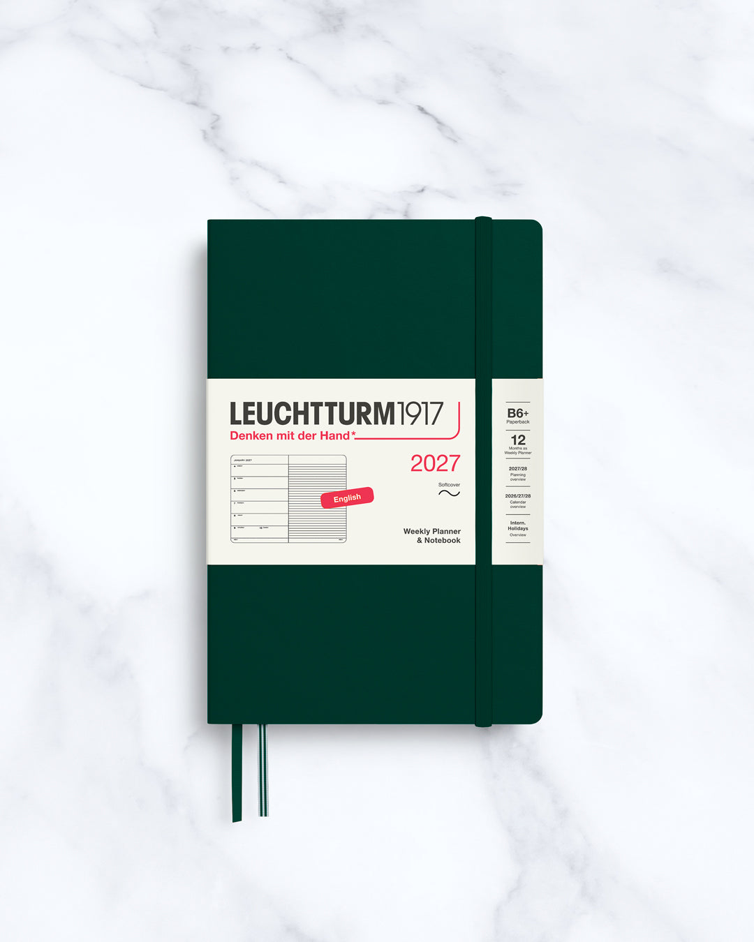This A6+ Hardcover planner offers 7 days to a page with a page every week for notes, so the left-hand page is a 7-day planner and the right-hand page is notes.