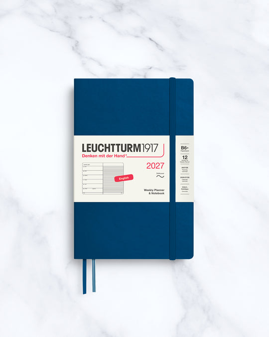 This A6+ Hardcover planner offers 7 days to a page with a page every week for notes, so the left-hand page is a 7-day planner and the right-hand page is notes.
