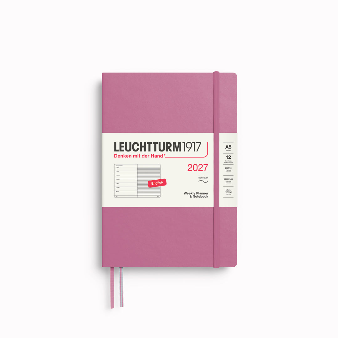 This A5 Softcover planner offers 7 days to a page with a page every week for notes, so the left-hand page is a 7-day planner and the right-hand page is notes.