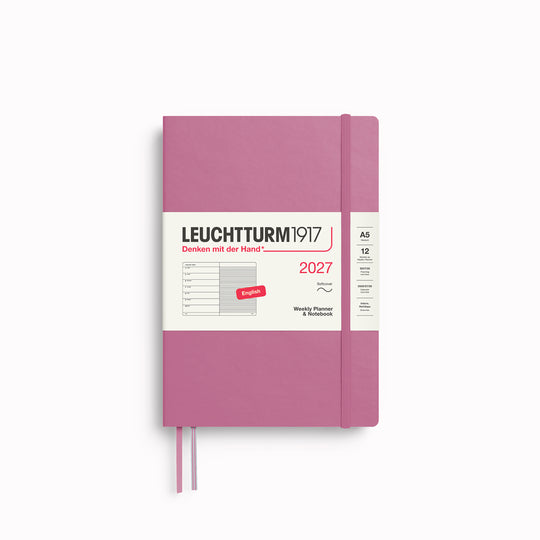 This A5 Softcover planner offers 7 days to a page with a page every week for notes, so the left-hand page is a 7-day planner and the right-hand page is notes.