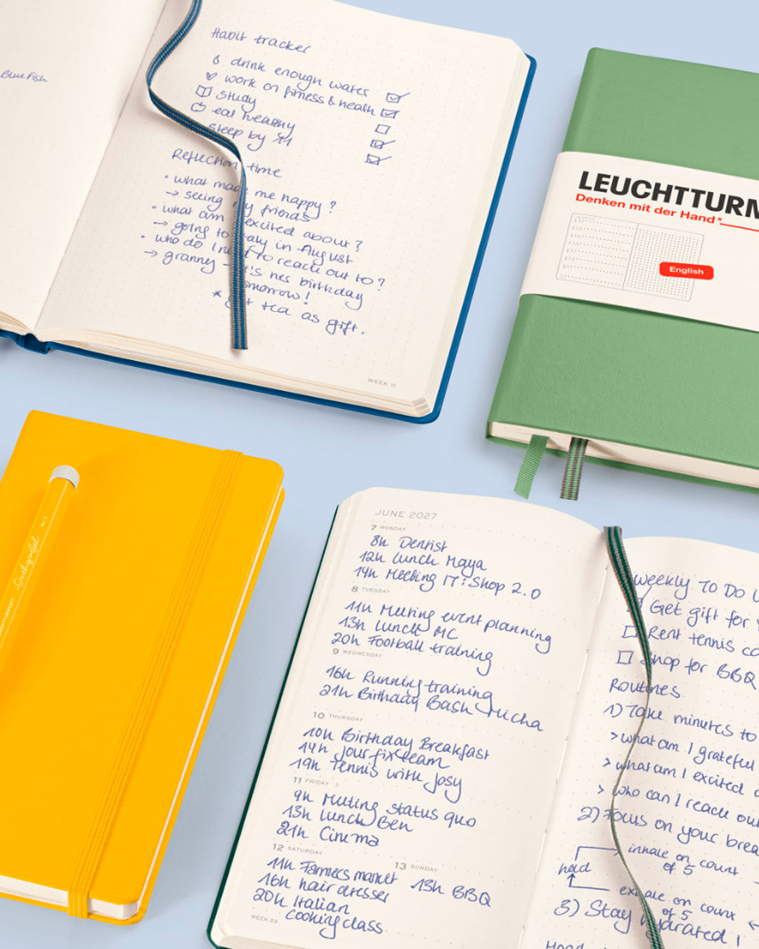 This A5 Softcover planner offers 7 days to a page with a page every week for notes, so the left-hand page is a 7-day planner and the right-hand page is notes.