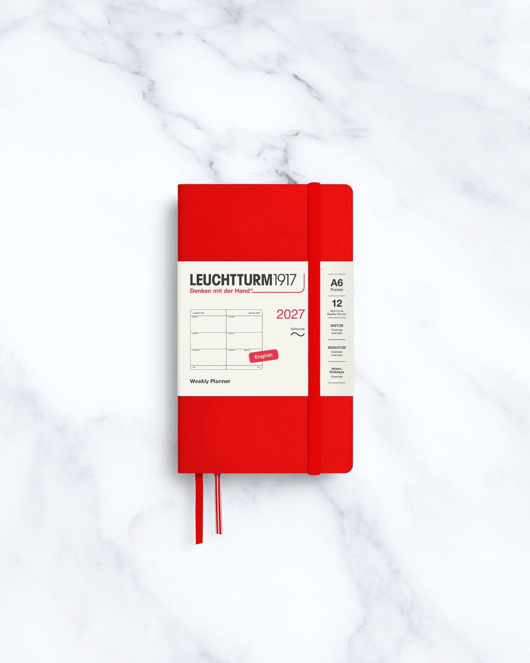 The Medium Weekly Planner 2027 by Leuchtturm1917 is A6 size and softcover.