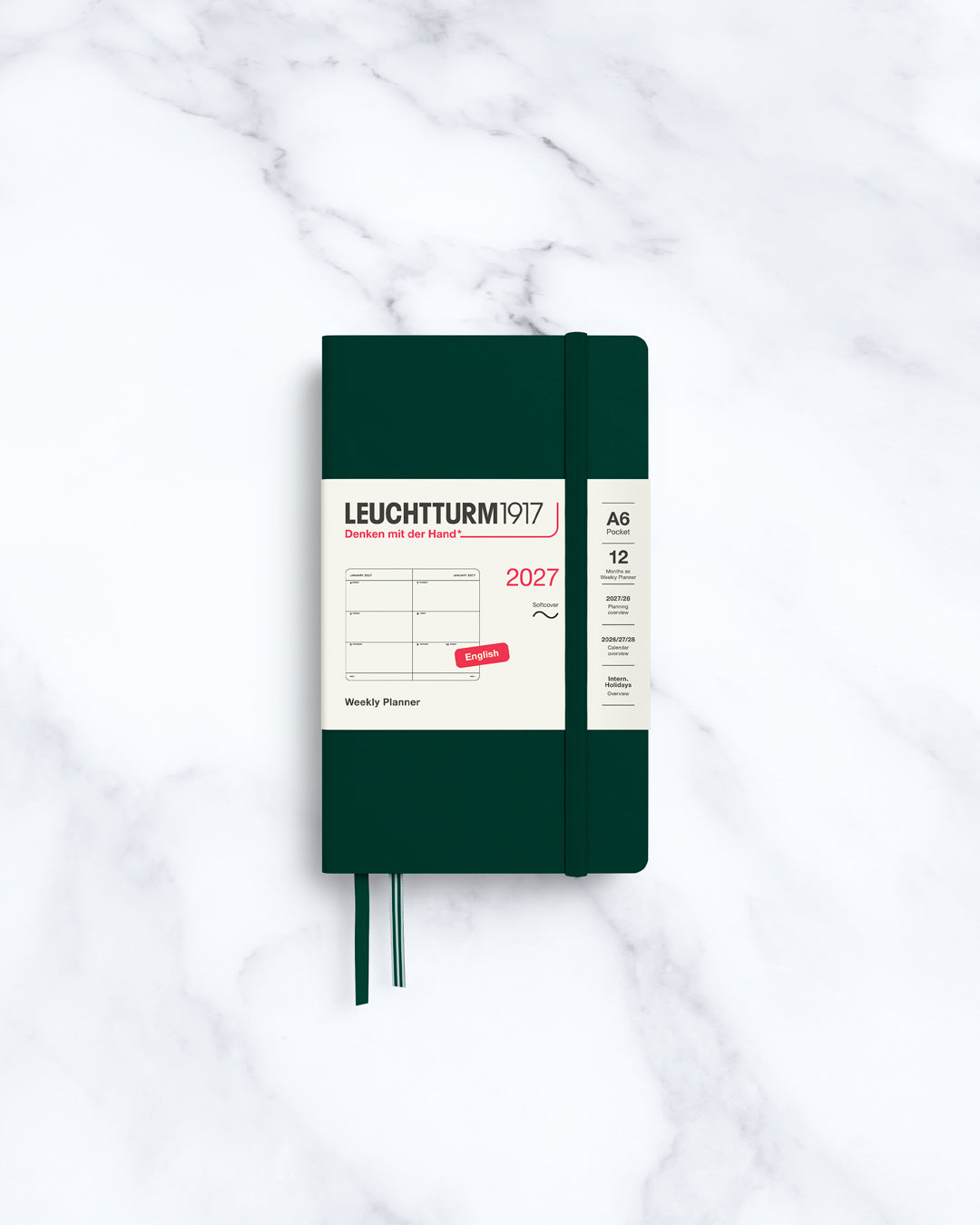 The Medium Weekly Planner 2027 by Leuchtturm1917 is A6 size and softcover.
